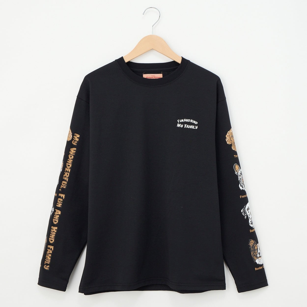 CORISCO(コリスコ) 天竺アニマルフェイス袖PTロングTシャツ(Ａクロ-S)