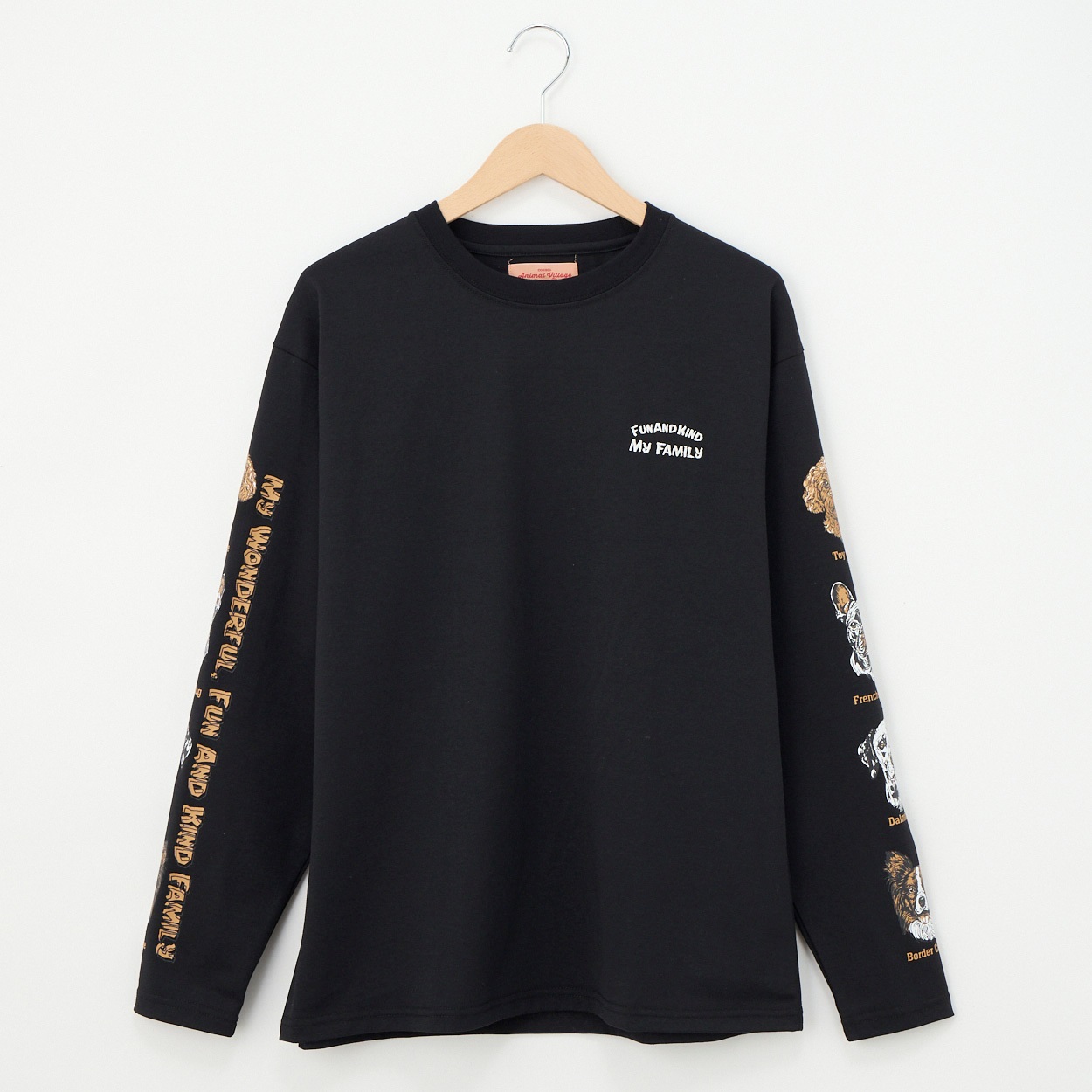 CORISCO(コリスコ) 天竺アニマルフェイス袖PTロングTシャツ(Ａクロ-L)