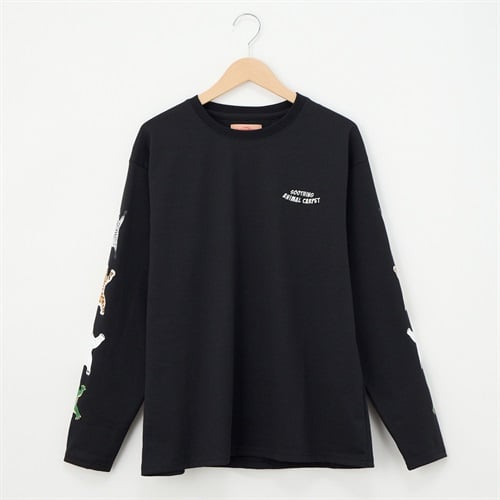 CORISCO(コリスコ) 天竺アニマルラグ袖PTロングTシャツ(クロ-S)