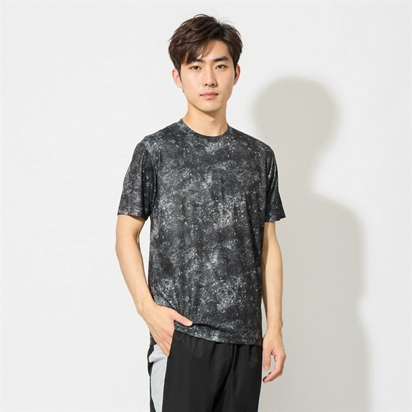 トップバリュ PEACE FIT COOL(ピースフィットクール) プリント半袖Tシャツ  遮熱 吸汗速乾 通気性 UVカット(90%) 透けにくい 反射材付き  メンズ(クロ-M)