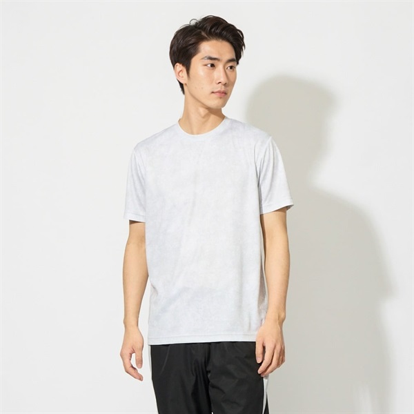 トップバリュ PEACE FIT COOL(ピースフィットクール) プリント半袖Tシャツ  遮熱 吸汗速乾 通気性 UVカット(90%) 透けにくい 反射材付き  メンズ(ウスグレー-2XL)
