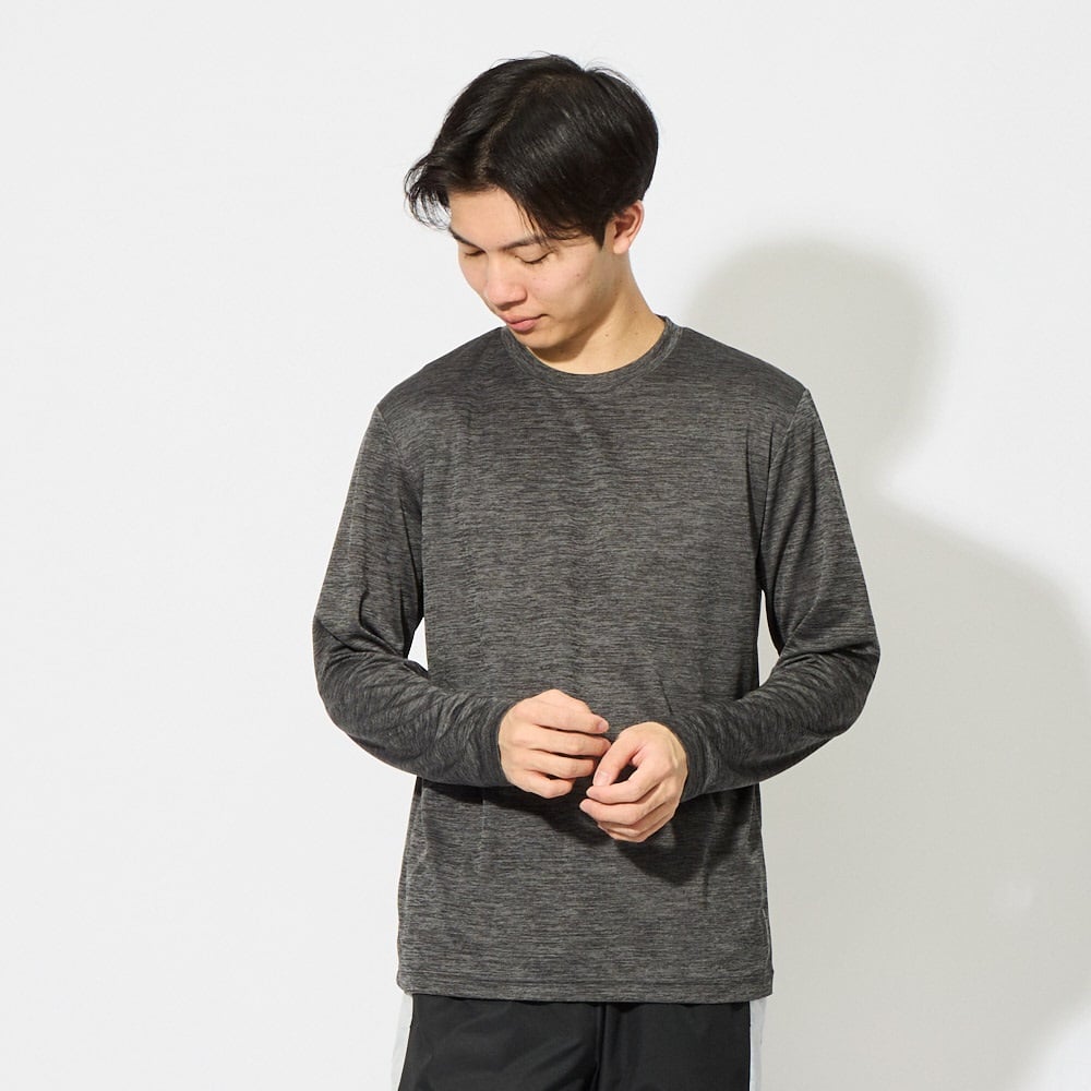 トップバリュ(TOPVALU)ドライ杢調長袖Tシャツ 遮熱 吸汗速乾 通気性 UV