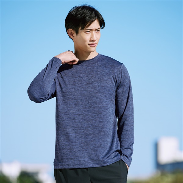 トップバリュ(TOPVALU)ドライ杢調長袖Tシャツ 遮熱 吸汗速乾 通気性 UV