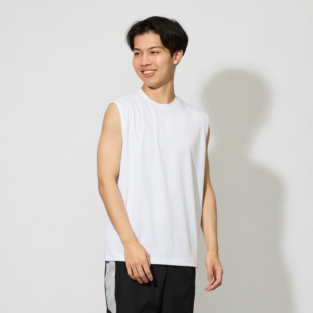 トップバリュ PEACE FIT COOL(ピースフィットクール) ノースリーブシャツ 遮熱 吸汗速乾 通気性 UVカット(90%) 透けにくい 反射材付き  メンズ(シロ-XL)