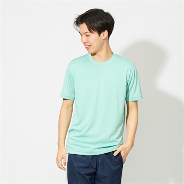 トップバリュ PEACE FIT COOL(ピースフィットクール) 杢調半袖Tシャツ  遮熱 吸汗速乾 通気性 UVカット(90%) 透けにくい 反射材付き  メンズ(ミドリ-L)