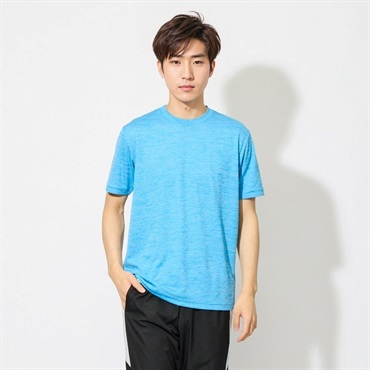 トップバリュ PEACE FIT COOL(ピースフィットクール) 杢調半袖Tシャツ  遮熱 吸汗速乾 通気性 UVカット(90%) 透けにくい 反射材付き  メンズ(アオ-L)