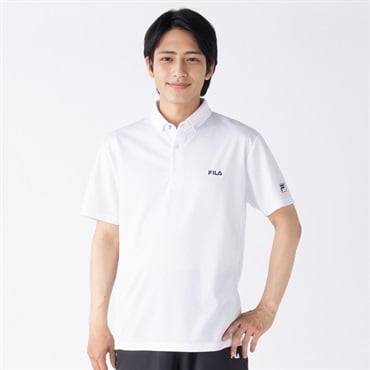 FILA(フィラ) エンボスボタンダウンポロシャツ メンズ(シロ-M)