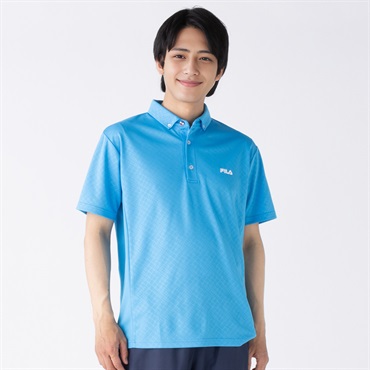 FILA(フィラ) エンボスボタンダウンポロシャツ メンズ(アオ-XL)