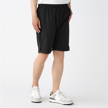 ショートパンツ ドライストレッチ 再生ポリエステル使用 メンズ(クロ-L)