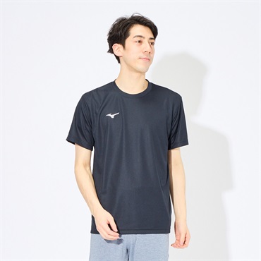mizuno(ミズノ) ワンポイントドライ半袖Ｔシャツ メンズ(クロ-L)