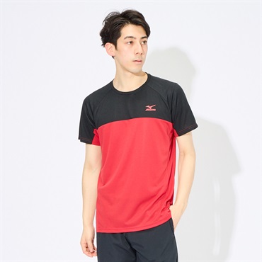 mizuno(ミズノ) 切り替えアイスタッチ半袖Ｔシャツ メンズ(アカ-2XL)