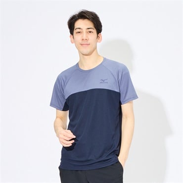 mizuno(ミズノ) 切り替えアイスタッチ半袖Ｔシャツ メンズ(コイアオ-M)