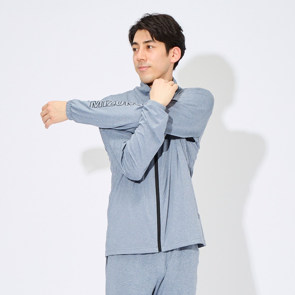 STONE  グレー 長袖ジャージ mizuno(ミズノ) メランジジャージ長袖ジャケット メンズ