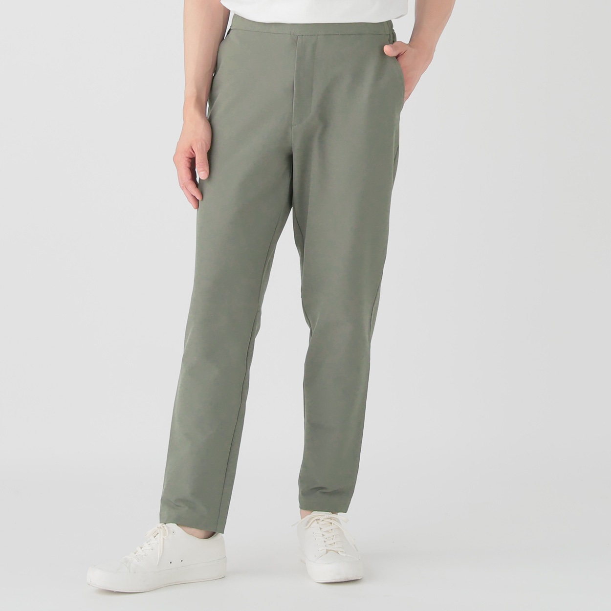 ストレッチ裏起毛テーパードパンツ 前開きファスナー付き メンズ