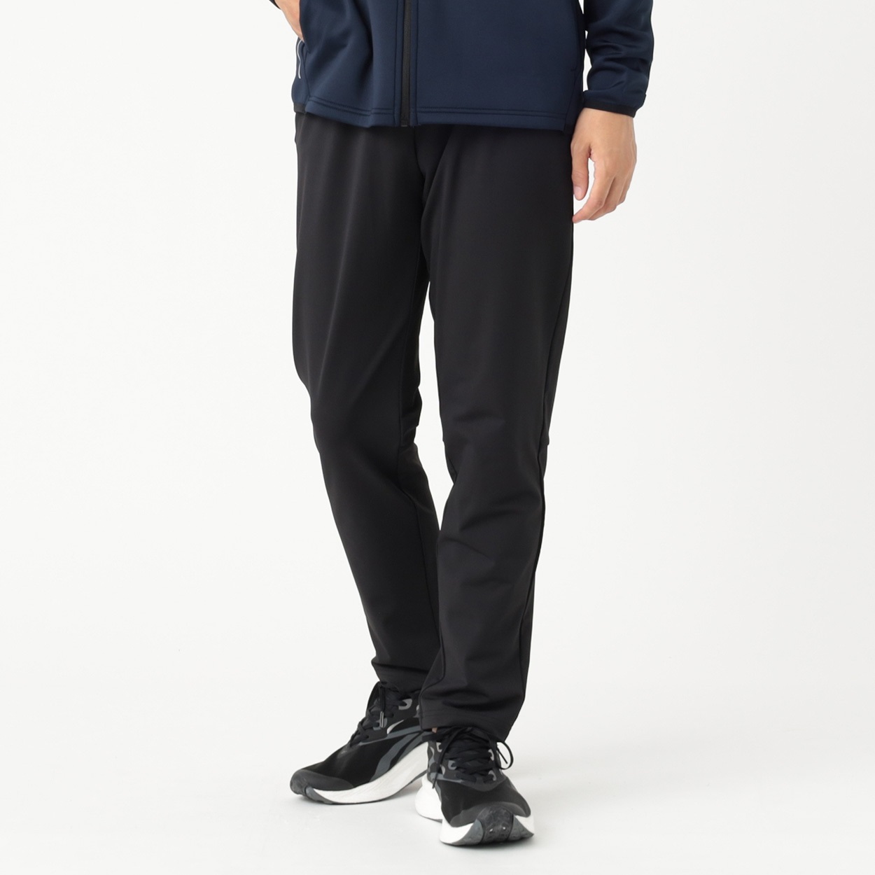 PICONE 黒のストレッチパンツ スリット入り裾 STUDIO PICONE｜保温発熱裾スリットパンツ | Rakuten Fashion