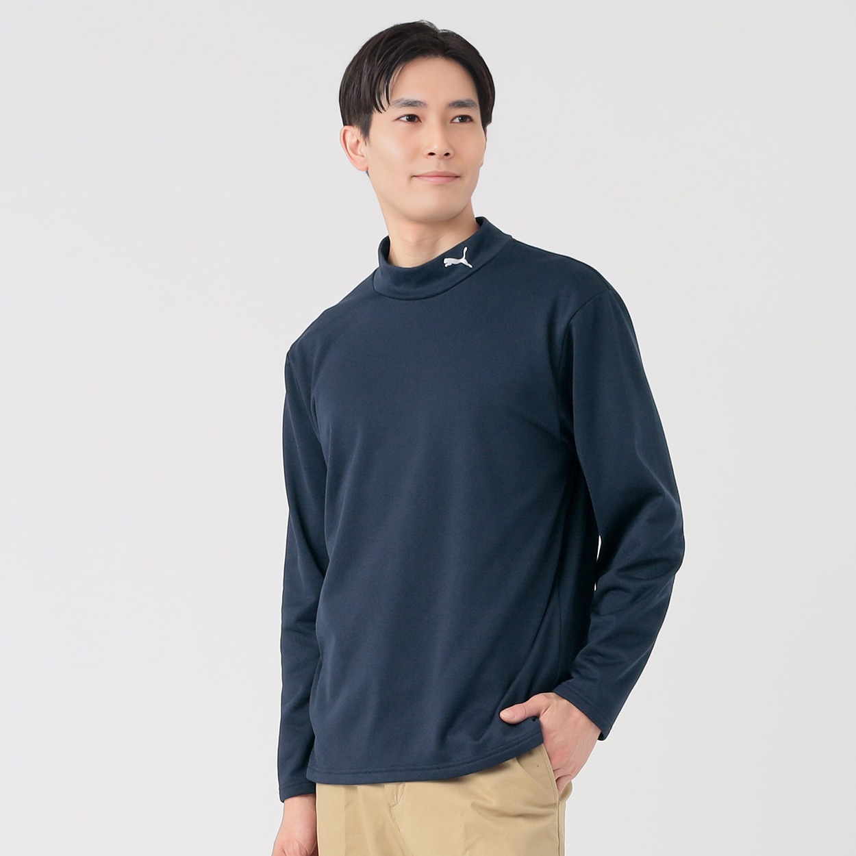 【EAUZAURA】【3L】テラウェア　ハイネック　フロントボタン　大きめ PUMA(プーマ) ブロックフリースハイネックロングスリーブシャツ メンズ