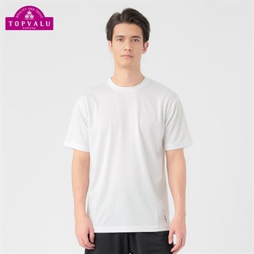 トップバリュ PEACE FIT COOL(ピースフィットクール) 無地半袖Tシャツ 遮熱 吸汗速乾 通気性 UVカット(90%) 透けにくい 反射材付き  メンズ(シロ-S)