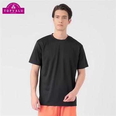 トップバリュ PEACE FIT COOL(ピースフィットクール) 無地半袖Tシャツ 遮熱 吸汗速乾 通気性 UVカット(90%) 透けにくい 反射材付き  メンズ(クロ-S)