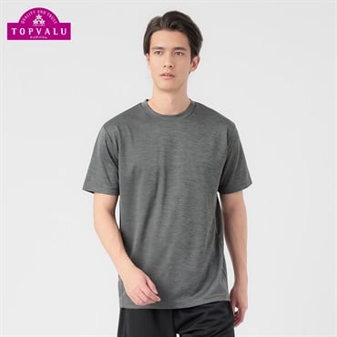 トップバリュ PEACE FIT COOL(ピースフィットクール) 杢調半袖Tシャツ 遮熱 吸汗速乾 通気性 UVカット(90%) 透けにくい 反射材付き  メンズ(チャコ－ルグレ－-S)