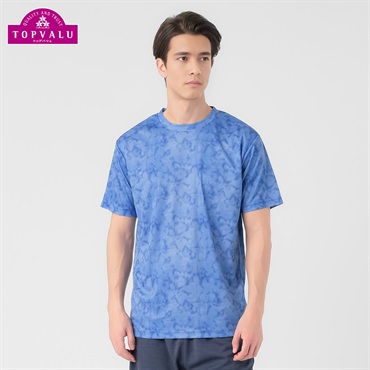 トップバリュ PEACE FIT COOL(ピースフィットクール) プリント半袖Tシャツ 遮熱 吸汗速乾 通気性 UVカット(90%) 透けにくい 反射材付き  メンズ(アオ-S)