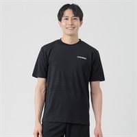 クルーネックTシャツ 吸汗速乾 吸汗速乾 立体プリント メンズ(クロ-M)