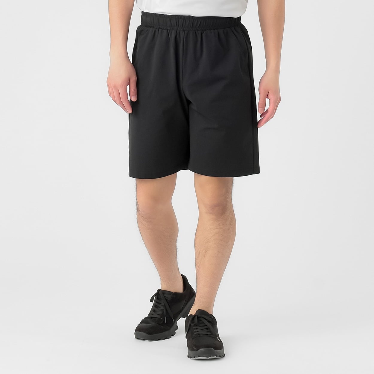 ハーフパンツ ストレッチ 吸水速乾 UVカット メンズ(クロ-2XL)