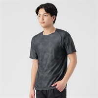 半袖Tシャツ 吸汗速乾 再起反射プリント入り メンズ(クロ-S)