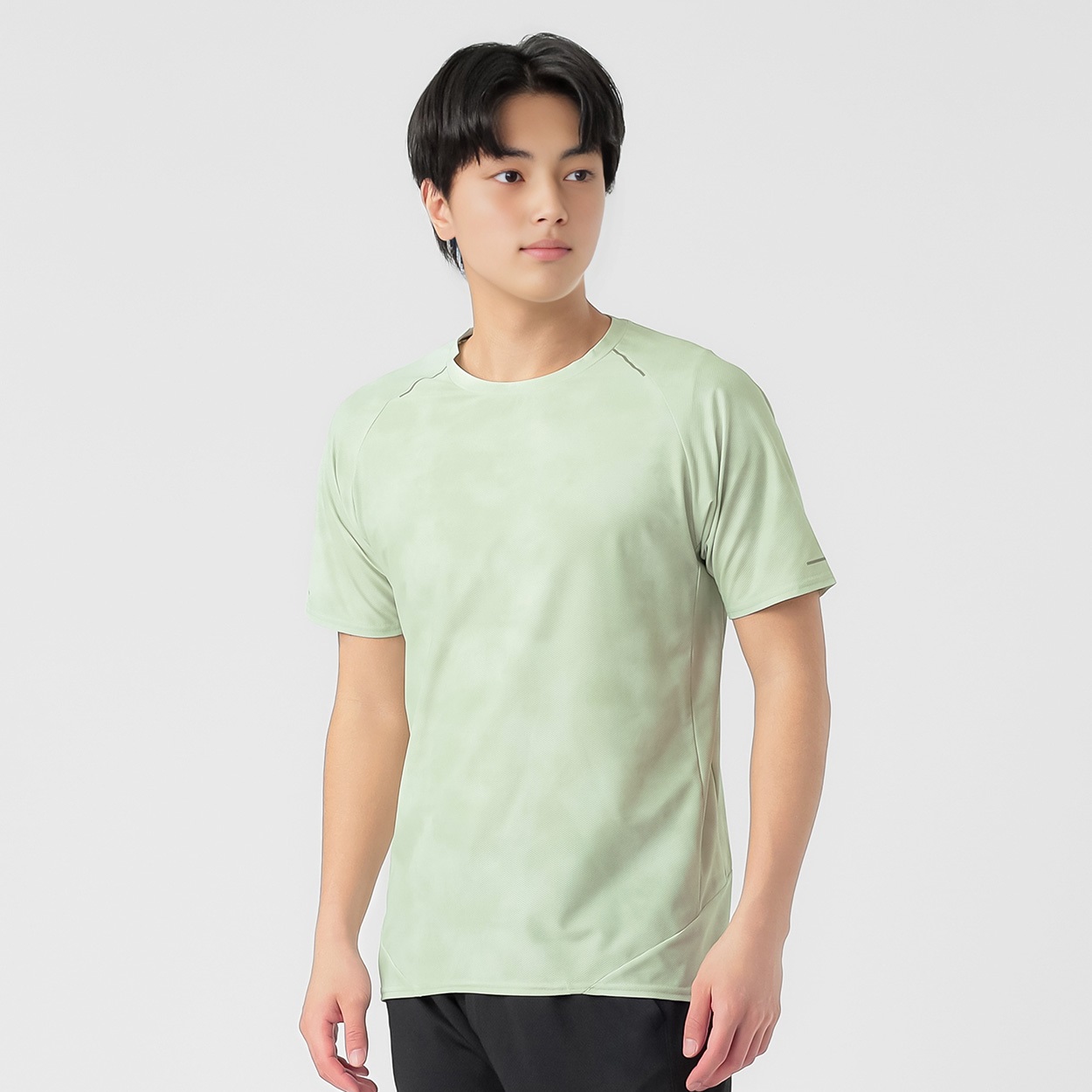 半袖Tシャツ 吸汗速乾 再起反射プリント入り メンズ(コイミドリ-L)