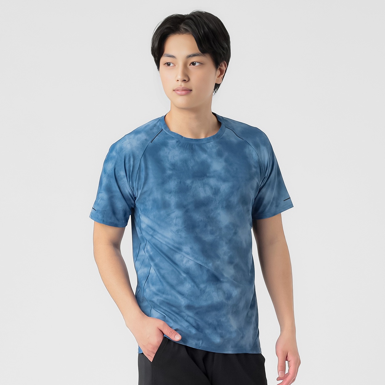 半袖Tシャツ 吸汗速乾 再起反射プリント入り メンズ(コイアオ-XL)