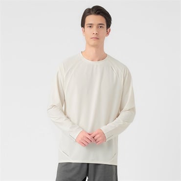 長袖Tシャツ 吸汗速乾 再起反射プリント入り メンズ(キナリ-S)