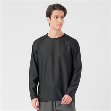 長袖Tシャツ 吸汗速乾 再起反射プリント入り メンズ(クロ-S)
