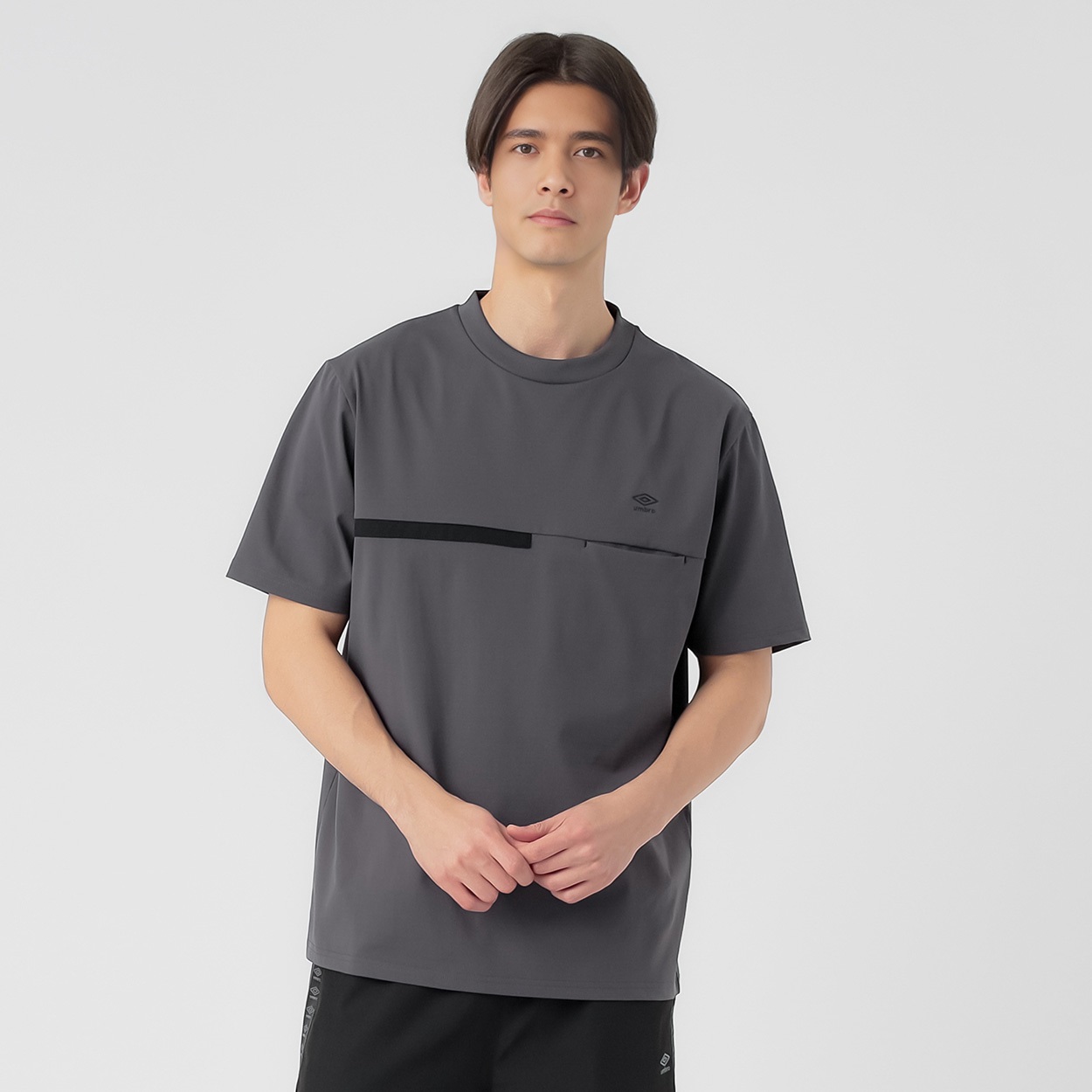 UMBRO(アンブロ) アンブロ切替Tシャツ ストレッチ 吸水速乾 UV対策 メンズ(チャコ－ルグレ－-2XL)