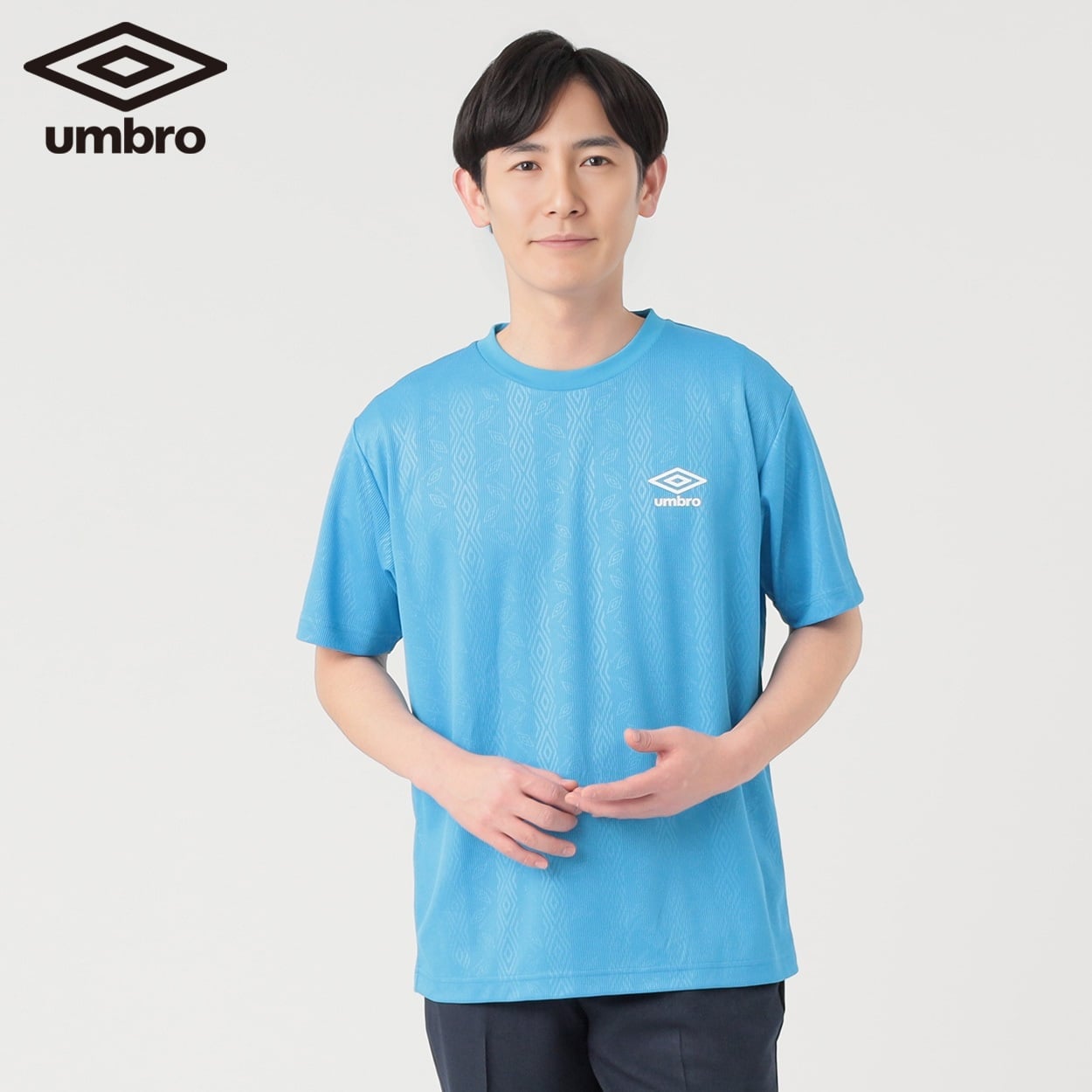 UMBRO(アンブロ) アンブロヘリテージTシャツ 吸水速乾 UV対策 メンズ(ウスアオ-M)