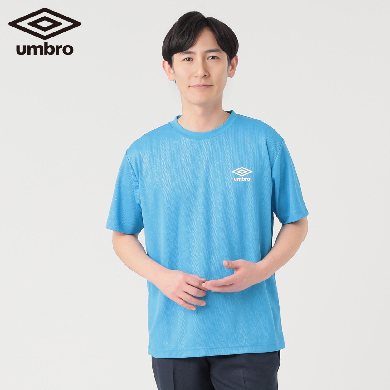 UMBRO(アンブロ) アンブロヘリテージTシャツ 吸水速乾 UV対策 メンズ(ウスアオ-L)