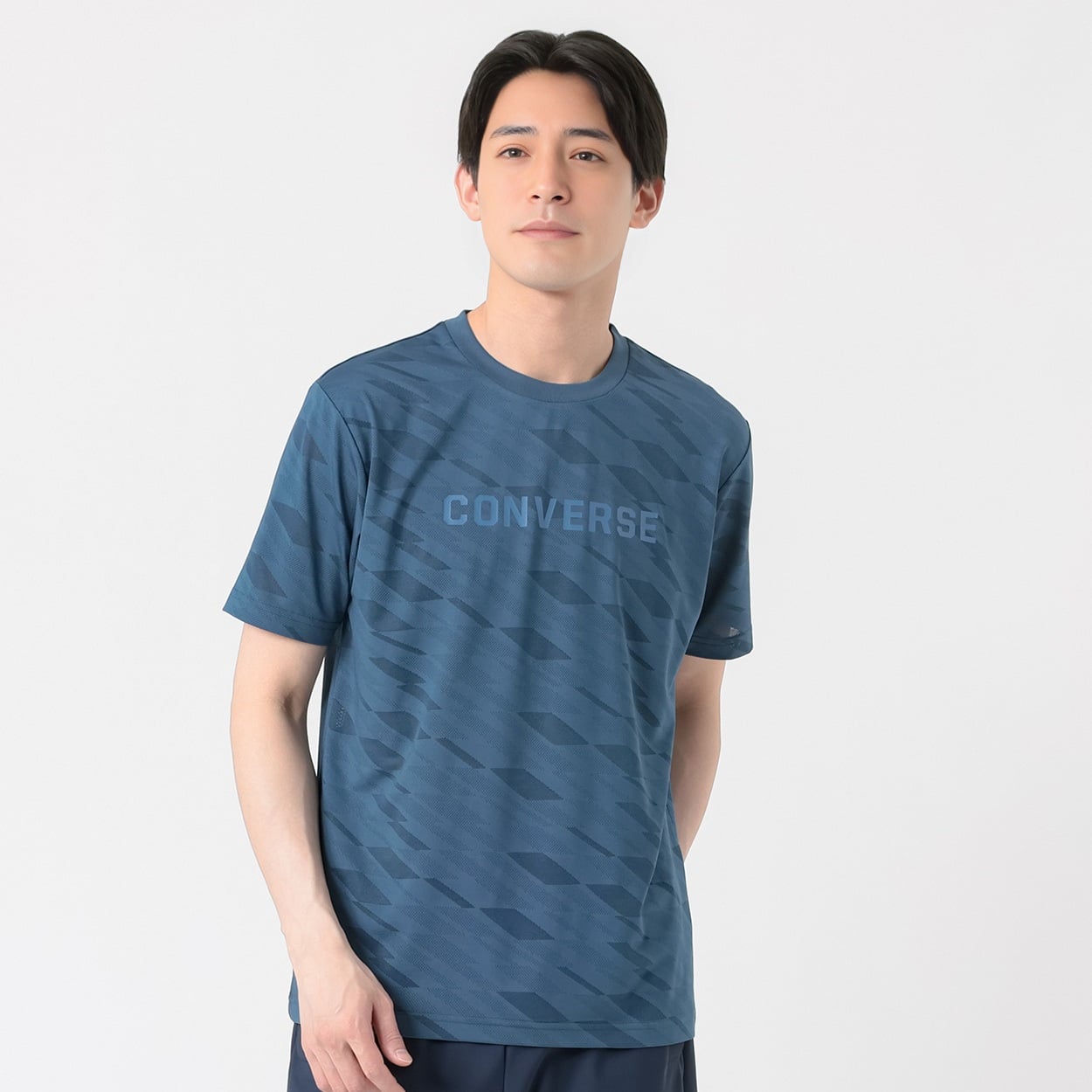 CONVERSE(コンバース) Tシャツ ジャガード織り素材 吸汗速乾 メンズ(Ａアオ-XXL)