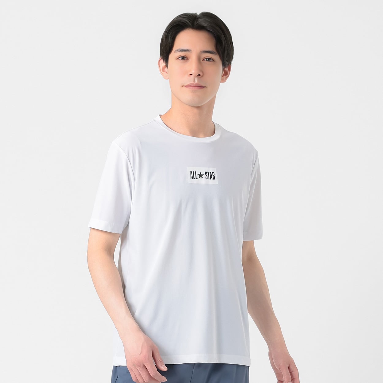 CONVERSE(コンバース) Tシャツ 鹿の子素材 接触冷感 吸汗速乾 UVカット ストレッチ メンズ(シロ-L)