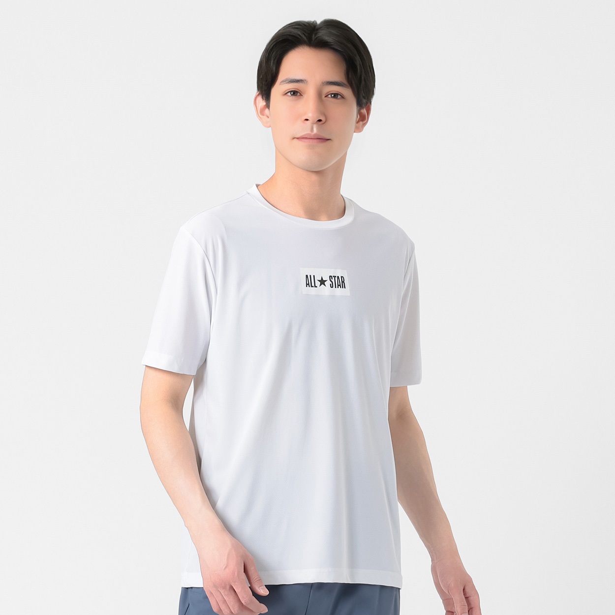 CONVERSE(コンバース) Tシャツ 鹿の子素材 接触冷感 吸汗速乾 UVカット ストレッチ メンズ(シロ-XXL)