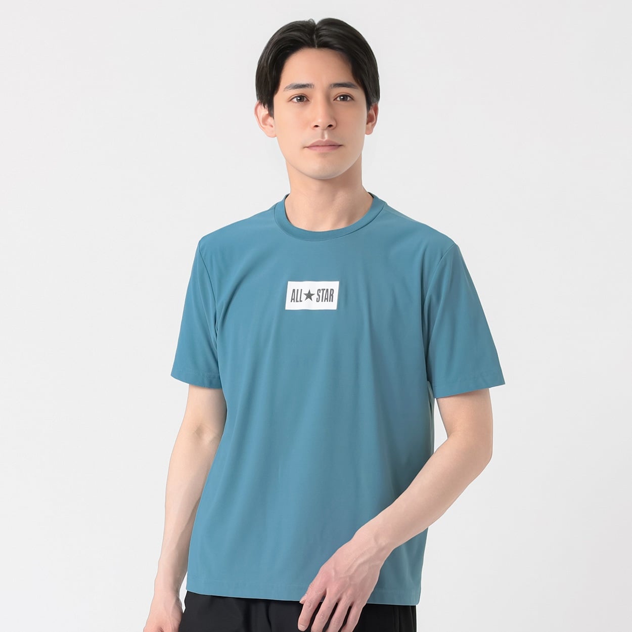 CONVERSE(コンバース) Tシャツ 鹿の子素材 接触冷感 吸汗速乾 UVカット ストレッチ メンズ(ウスアオ-XL)