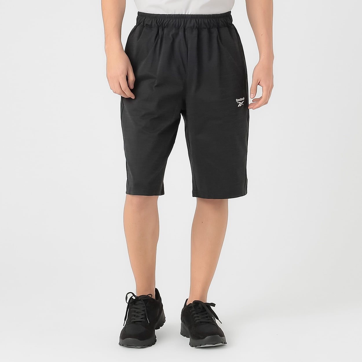 Reebok綿タッチ天竺ハーフパンツ メンズ(クロ-XL)