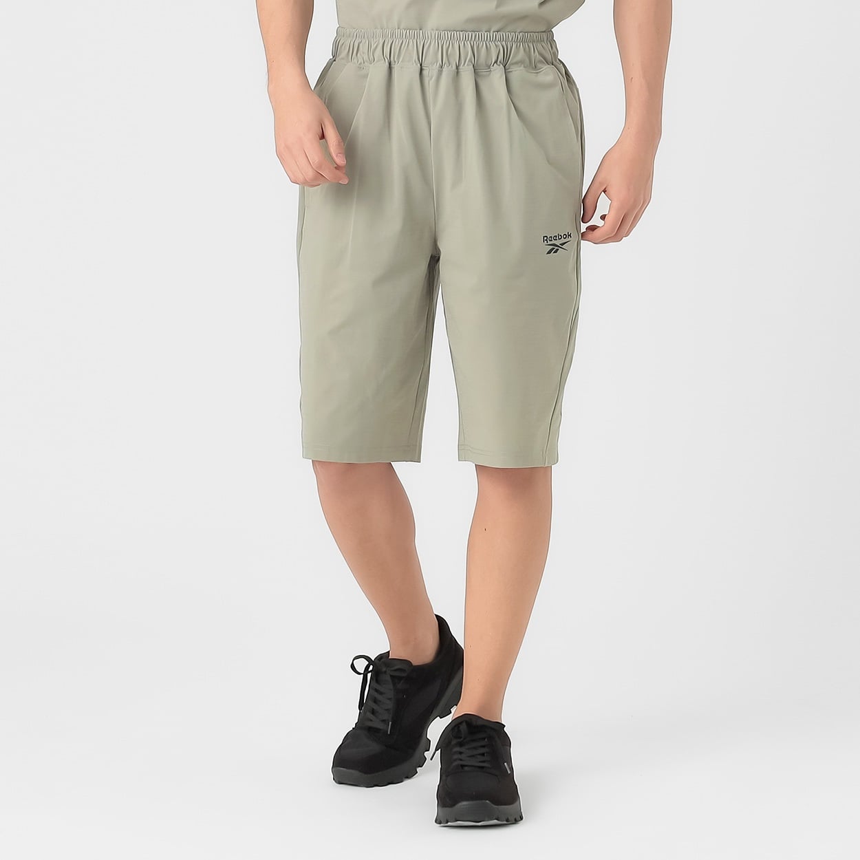 Reebok綿タッチ天竺ハーフパンツ メンズ(ミドリ-2XL)