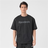 Reebok綿タッチ天竺プリントTシャツ メンズ(クロ-M)