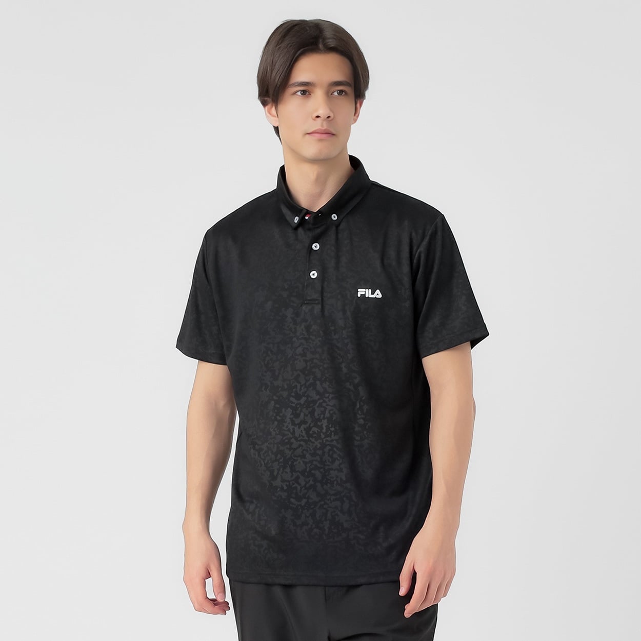 FILA(フィラ) 半袖トップス FILAポロシャツ 吸汗速乾 UVケア メンズ(クロ-M)