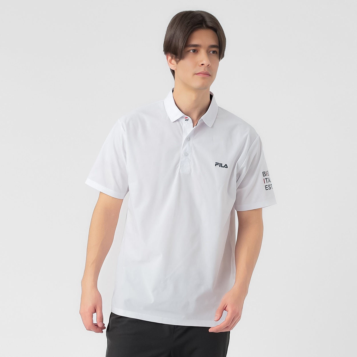 FILA(フィラ) 半袖トップス FILAポロシャツ 吸汗速乾 UVケア メンズ(シロ-2XL)