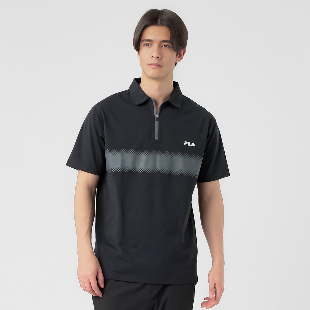 FILA(フィラ) 半袖トップス FILAポロシャツ 吸水速乾 UVケア メンズ(クロ-L)