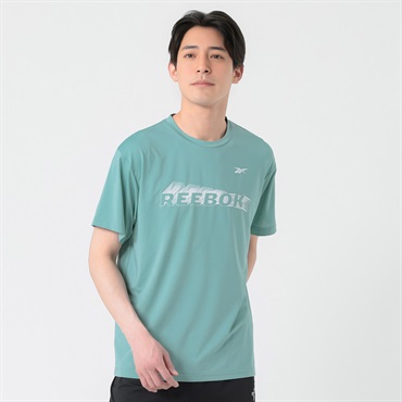 Reebok(リーボック) メッシュプリントTシャツ メンズ(ミドリ-M)
