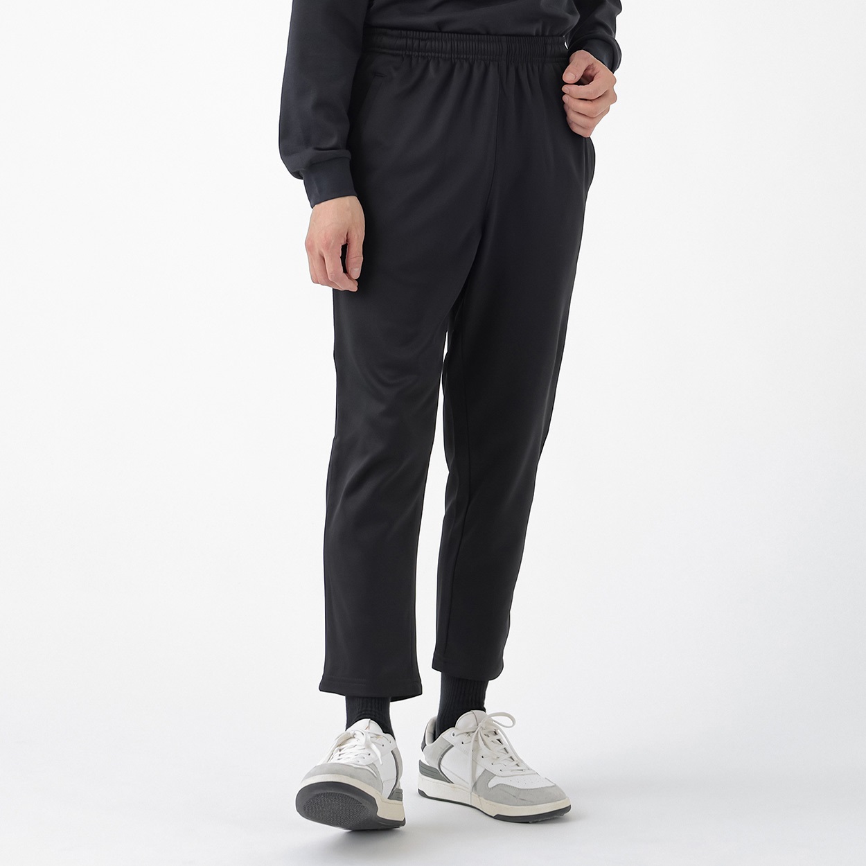 ロングパンツ 裏起毛スムース 股下63cm メンズ(クロ-M)