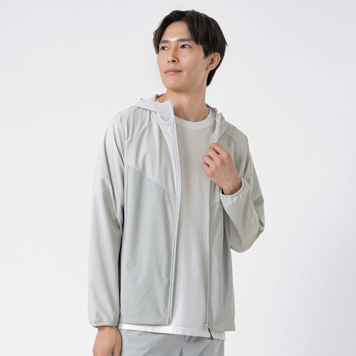 軽量はっ水ストレッチパーカー UVカット メンズ(ウスクロ-2XL)