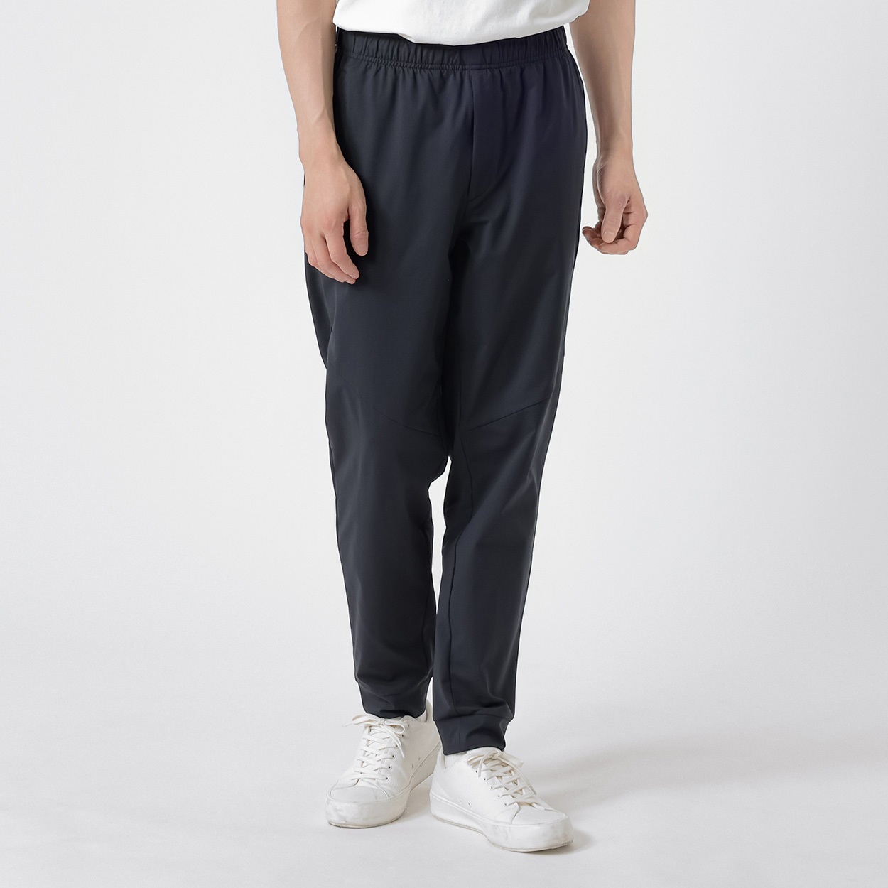ジョガーパンツ 4WAYストレッチ 吸水速乾 UVカット メンズ(クロ-XL)