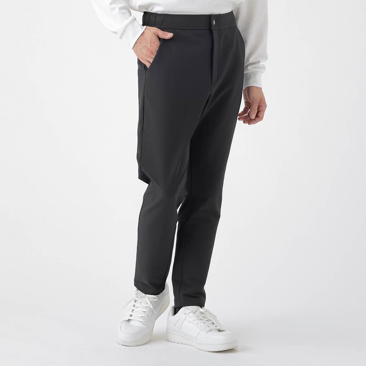 ウォームストレッチパンツ UVカット メンズ(クロ-L)