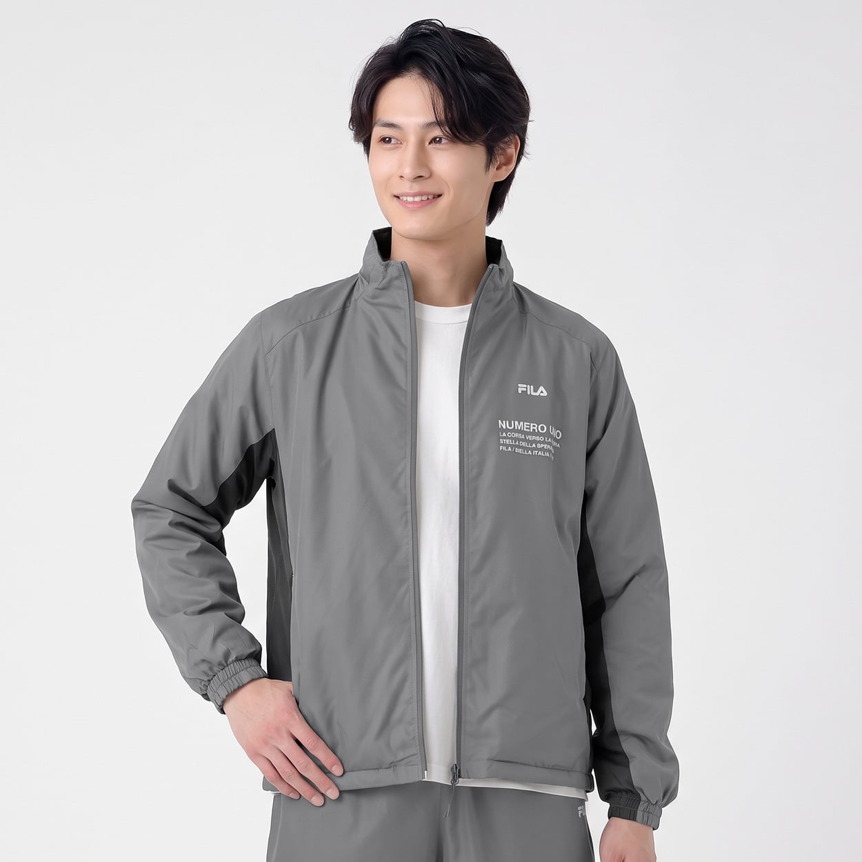 FILA(フィラ) トラックジャケット ダイヤリップ裏フリース UVケア 再帰反射 メンズ(ウスクロ-L)
